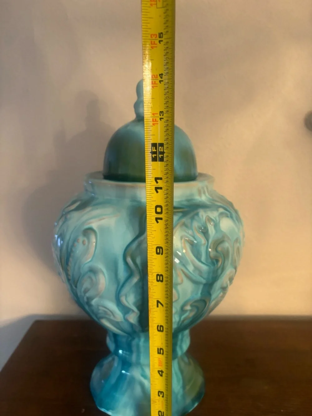 Turquoise Ceramic Decorative Covered Jar - Home Accents